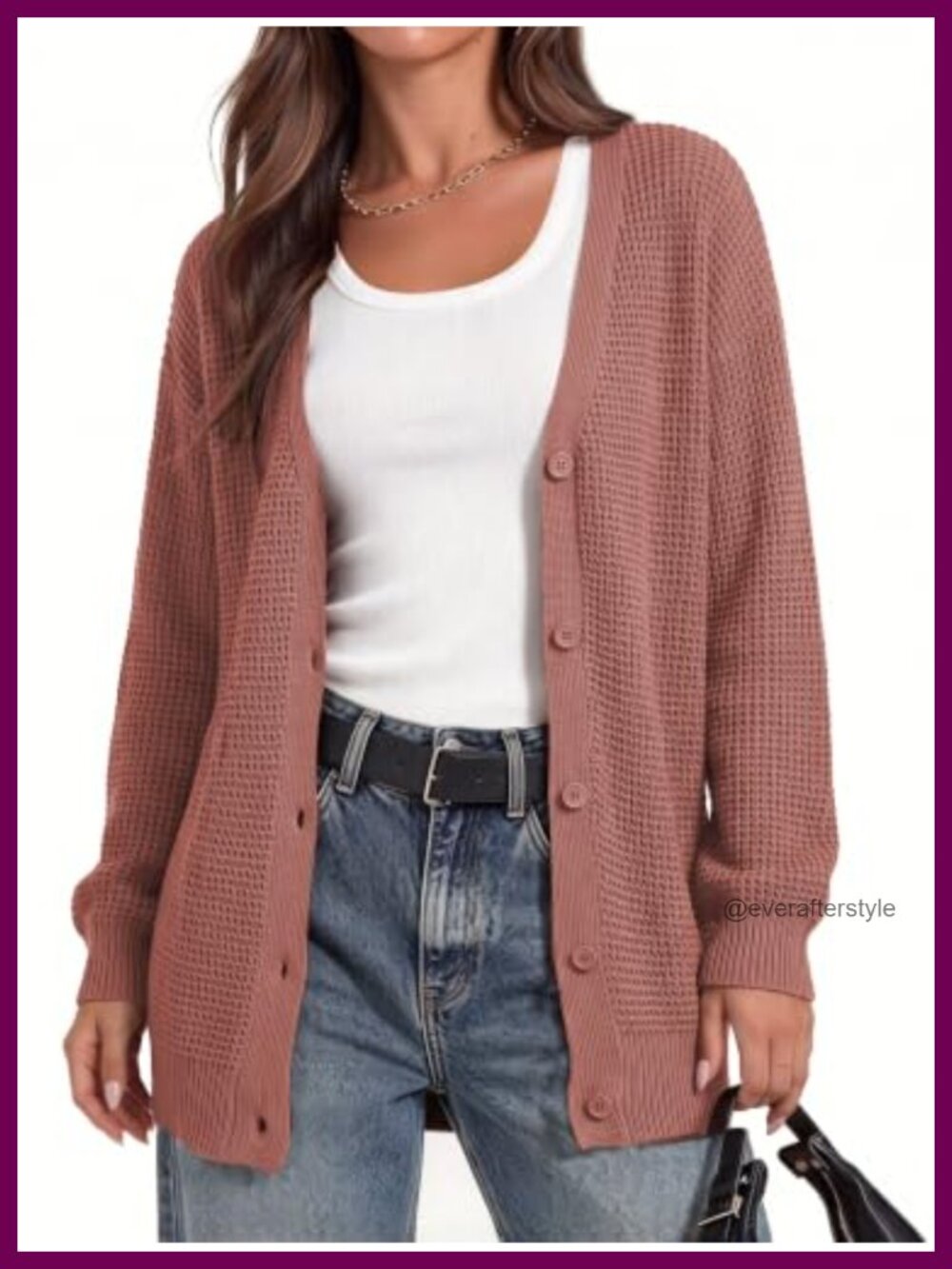 Women's Chunky Knit Button Up V-Neck Cardigan Sweater Coat Oversized